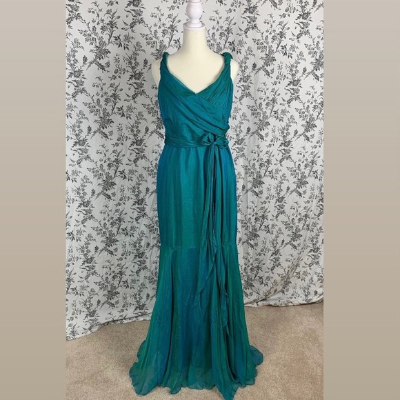 David Meister Dresses & Skirts - Teal Iridescent David Meister 100% Silk Gown